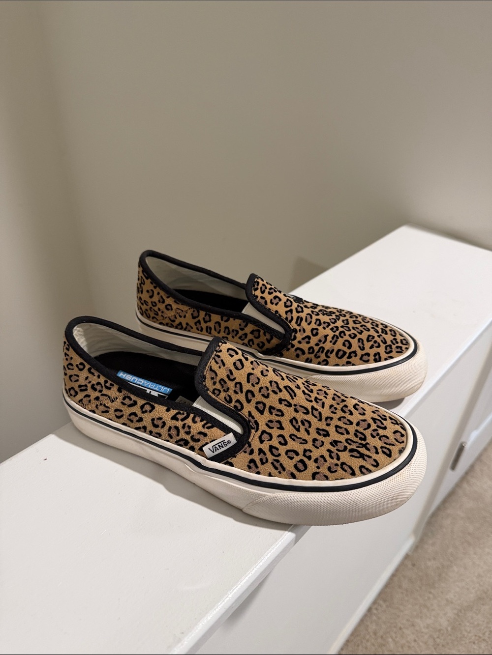 Vans Leopard Print Slip-On in Tan and Black - Picture 2 of 2